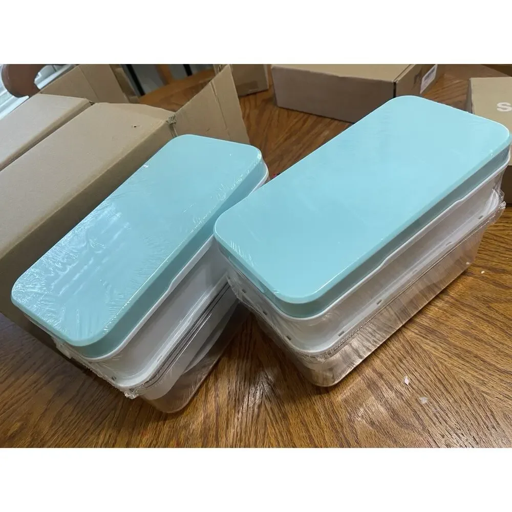 2 GiantPush Silicone‎ Large 2-Inch Ice Cube Tray with Lid, Two Tier Set BLUE
